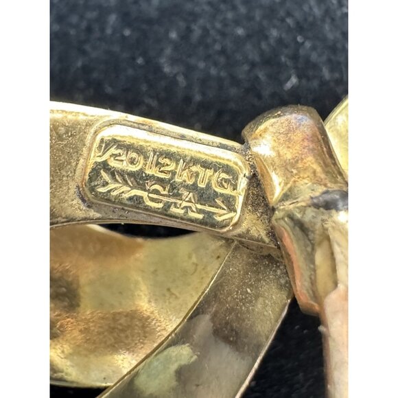 Gold Filled 12K  Bow Ribbon 3D CA Carl Art Signed Vintage Pin/Brooch - Picture 6 of 6